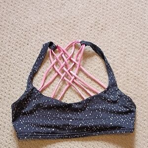 Black and Pink Strappy Sports Bra - Lululemon